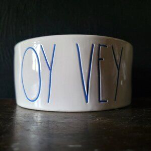 Large Rae Dunn "Oy Vey" Dog Bowl, Funny Dog Bowl